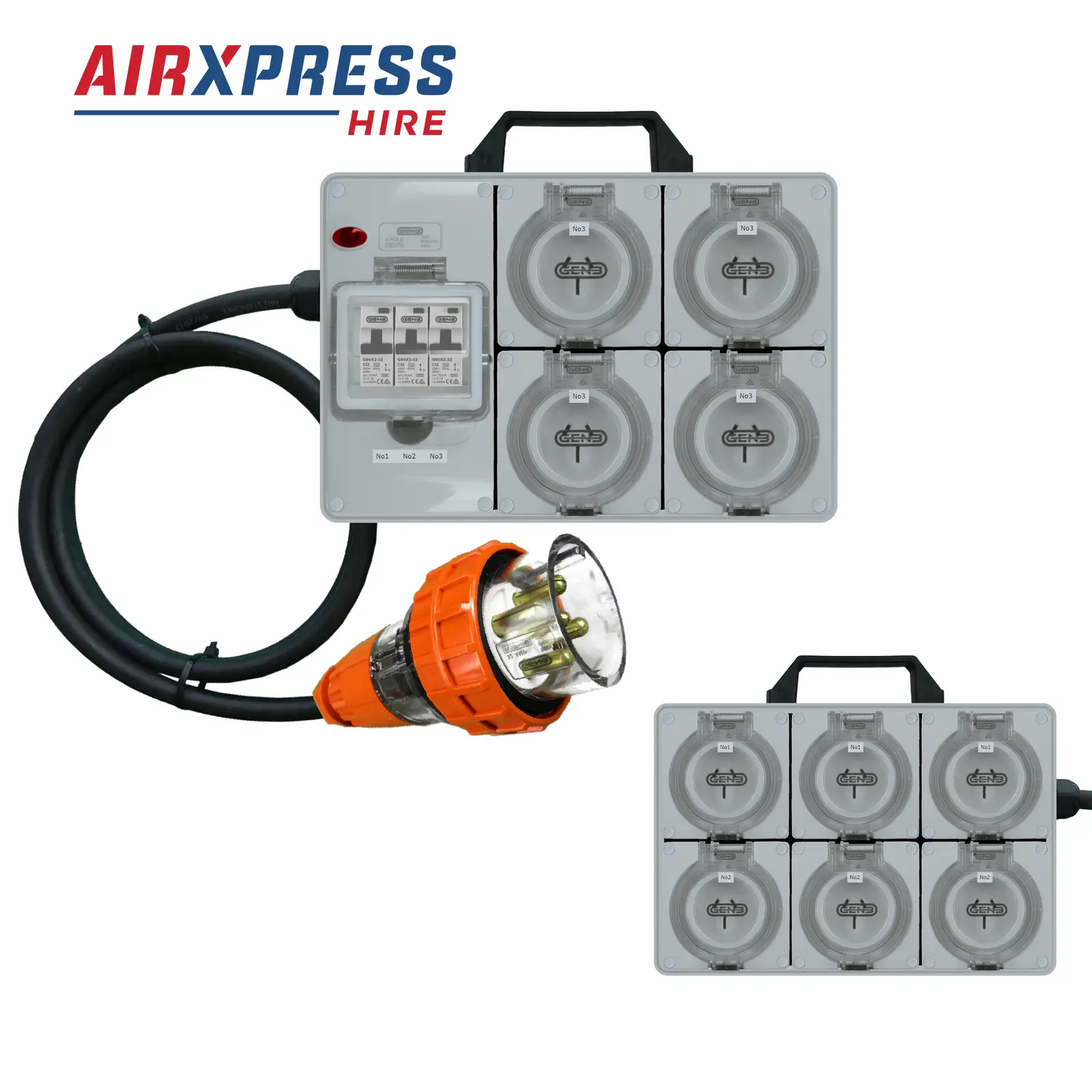 32 Amp 3 Phase Distribution Board to 10 x 15 rental hire