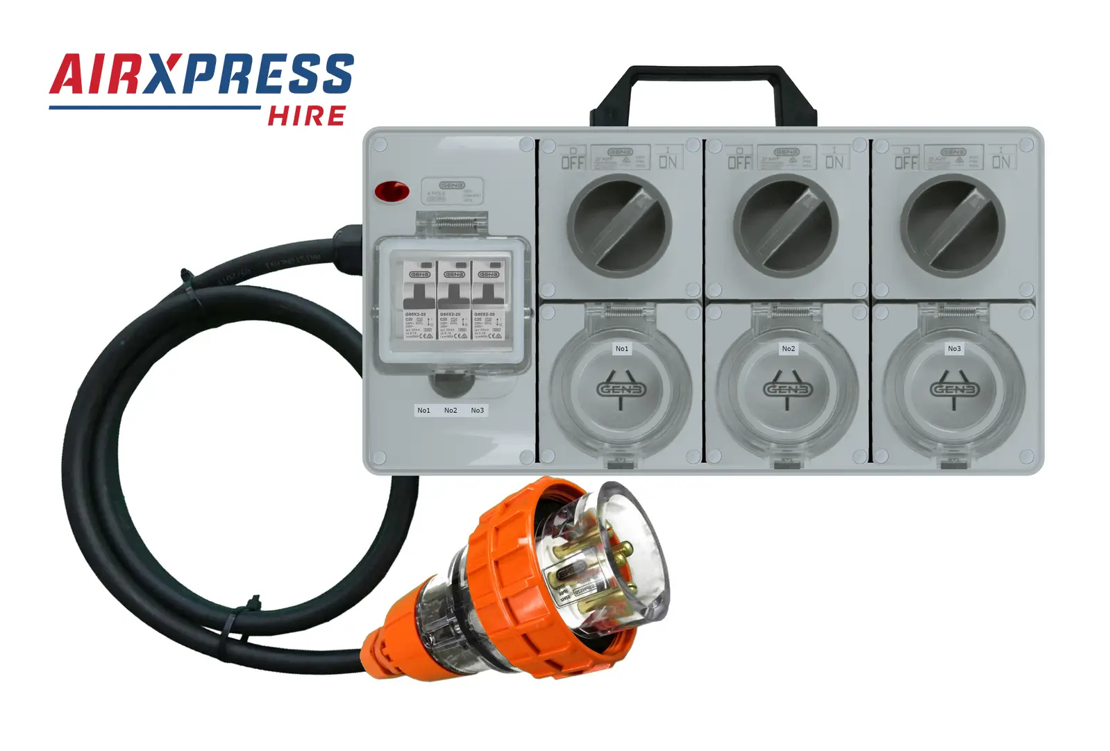 20 Amp 3 Phase Distribution Board to 3 x 20 Amp Single Phase Rental Hire